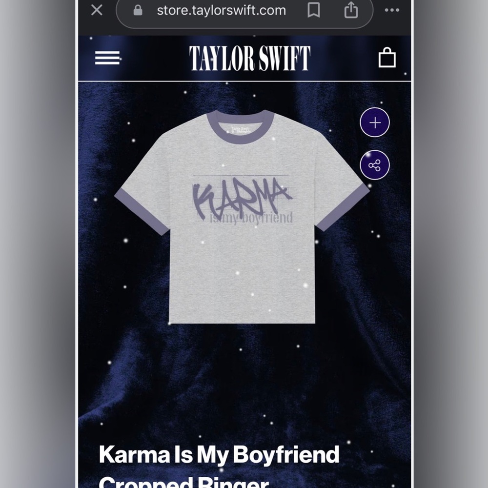 Taylor Swift Official Merch-Karma Is My Boyfriend Cropped Ringer